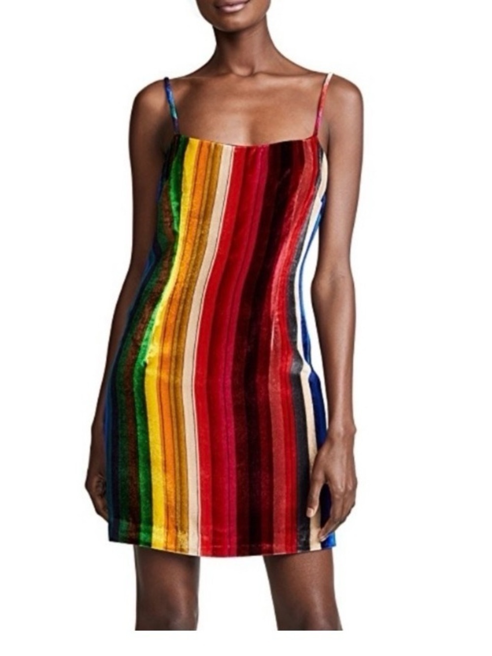 Milly Rainbow Striped Velvet Mini Dress size 2